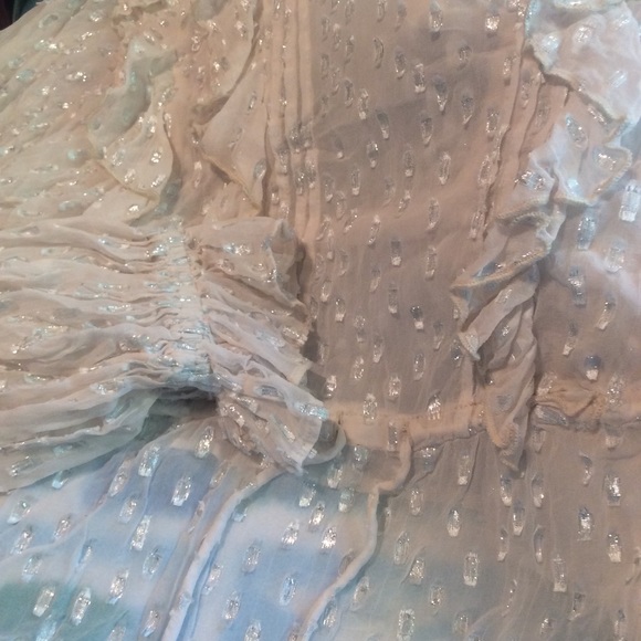 Frilly blouse L/S Ruffles peplum silver metallic - Picture 3 of 7